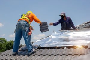 Los Angeles roofers working on a residential property